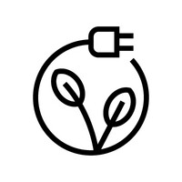 Drawing of a plant with a plug that represents sustainability