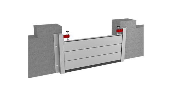 The mobile PREFA flood protection made of aluminium - it protects your home quickly and easily.