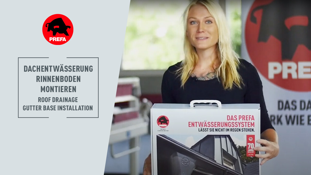 Thumbnail for the YouTube video from the PREFA Academy channel ‘Bonding the gutter end cap’