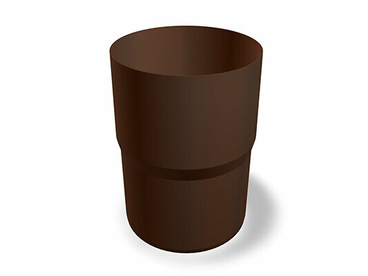 PREFA downpipe connectors, available in sizes Ø 60, 80, 100, 120 and 150 mm, ideal for connecting pipes in roof and façade systems.